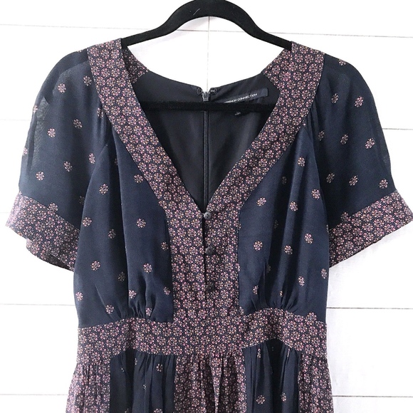 French Connection Blue Woodstock Georgette Dress - Picture 3 of 8